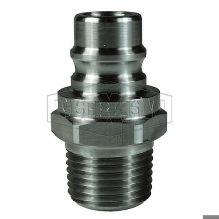 Dixon V/Snap-Tite H/IH Unvalved Hydraulic Interchange Coupler, 1/2 in x 1/2-14 Nominal, Quick-Connect x MN V4M4-SS-E